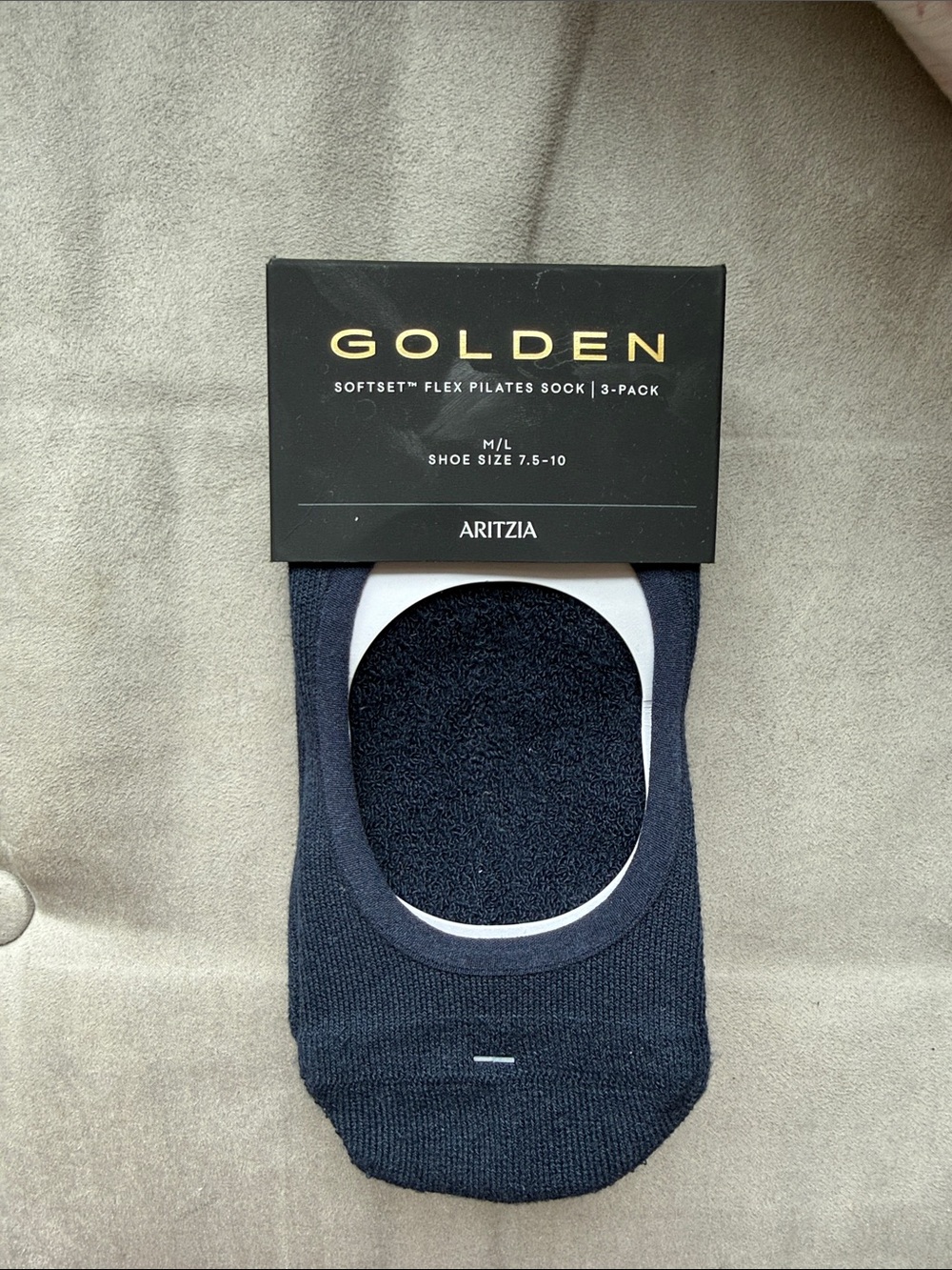 Aritzia GOLDEN Navy No-Show Pilates Socks - 3 pack
